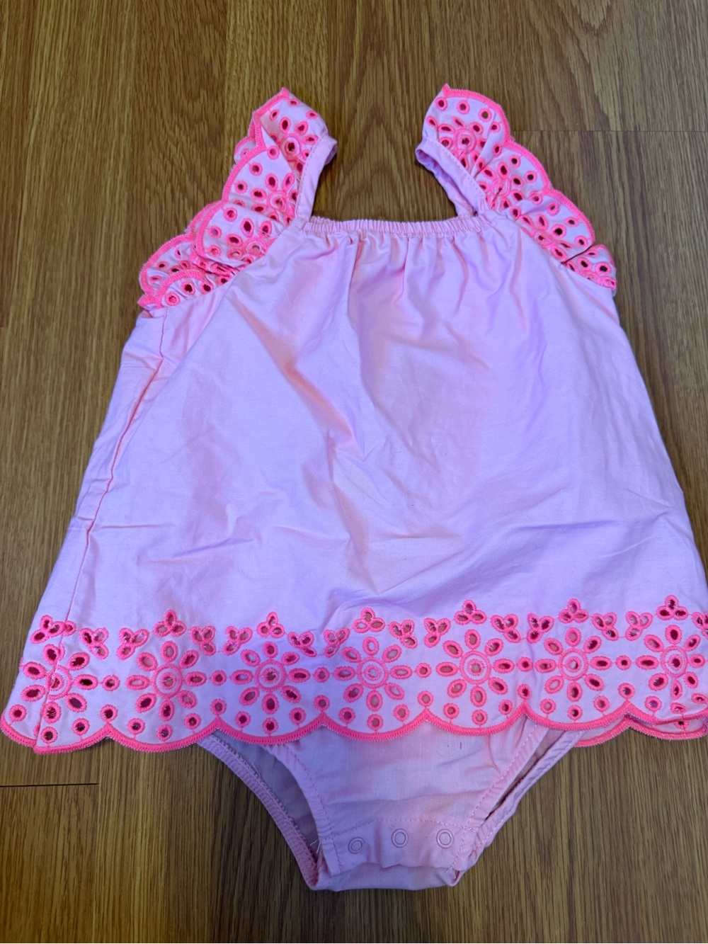 wonder nation Pink Baby Girl Sleeveless Romper with Ruffle Straps